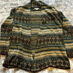 Ruff Hewn Womens Cardigan Petite M Mohair Wool Knit Aztec Boho Western Geometric